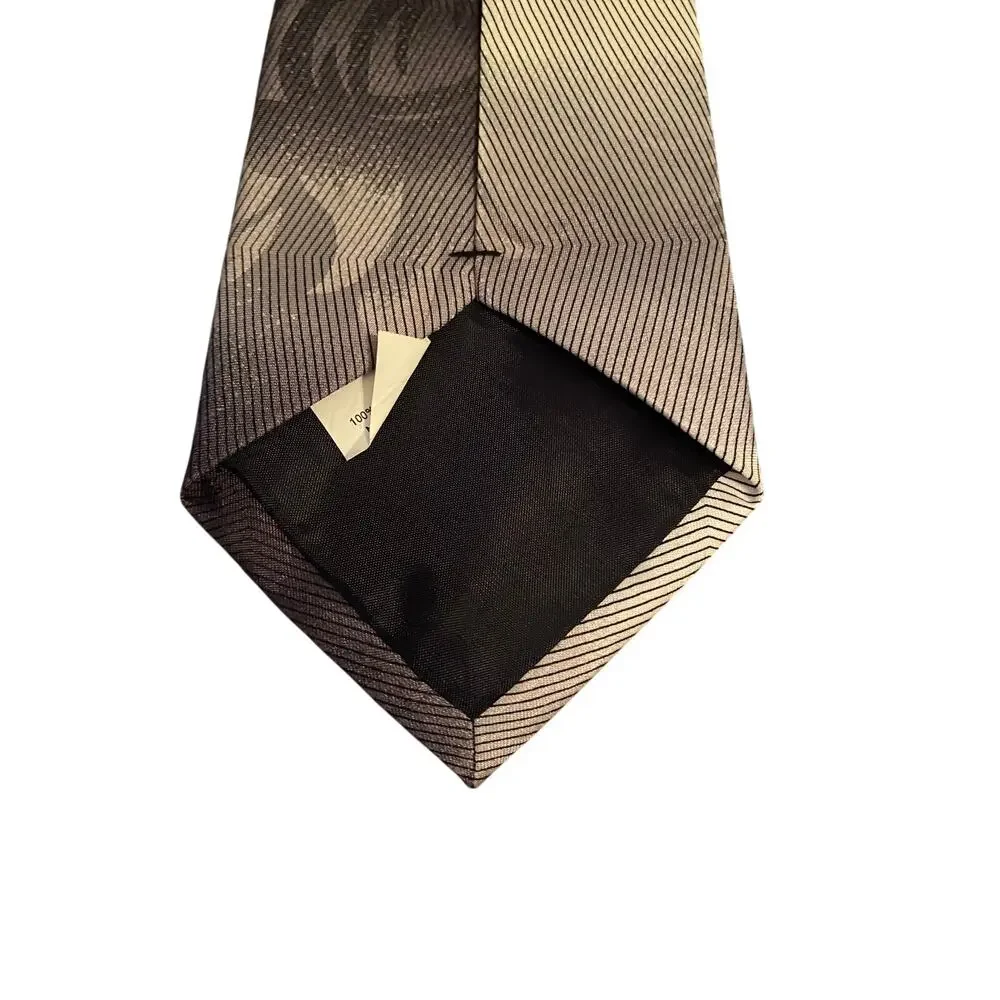 Di Capri Hand Made Tie Gray Black Geometric‎ Striped Necktie